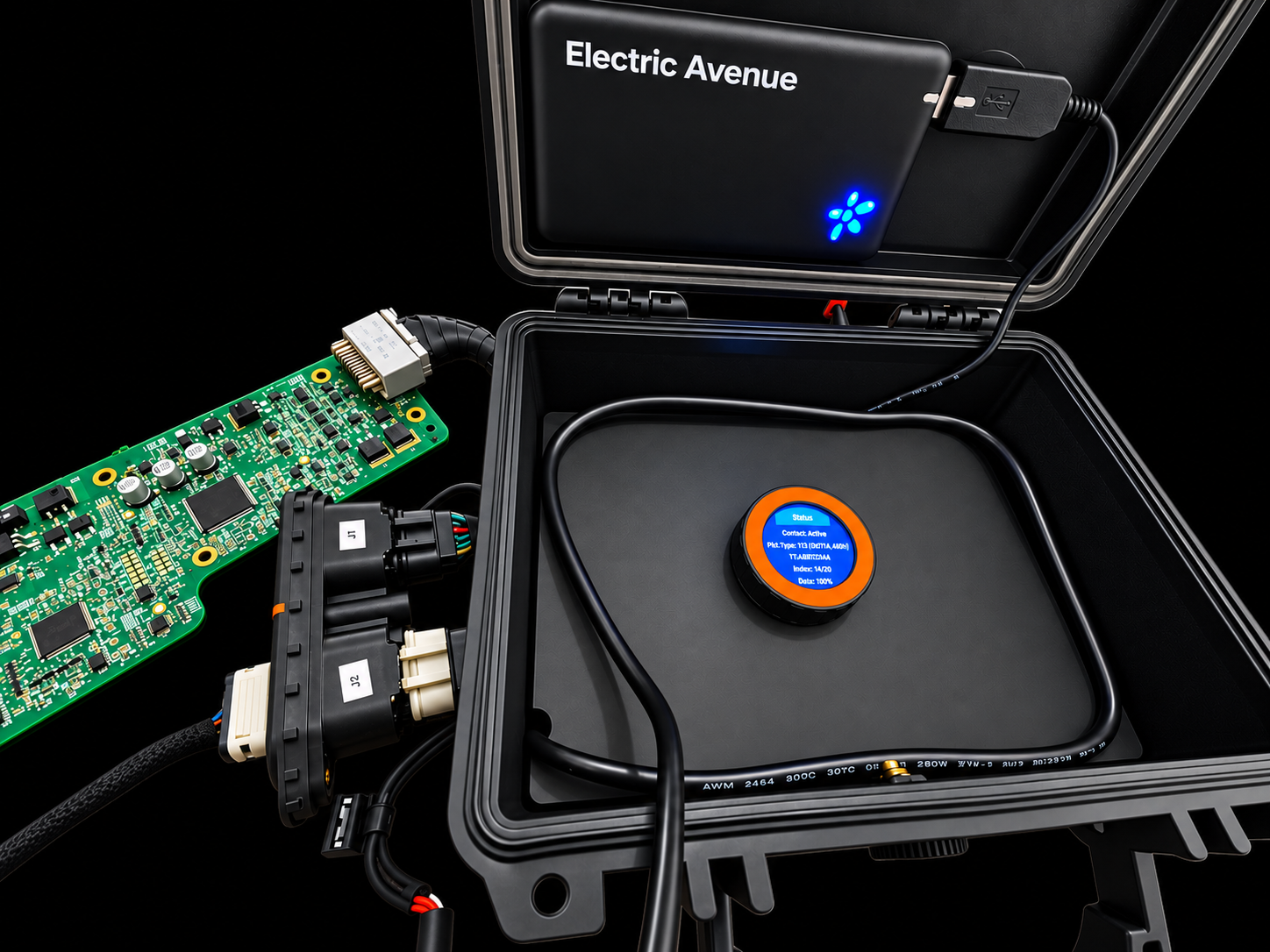 TPM Tesla Pack Monitor connected to Tesla battery pack BMS board
